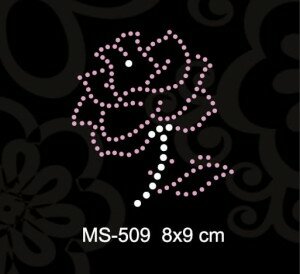 Transfer termo kryształki i/lub cekiny (Small Rose), 8x9 cm